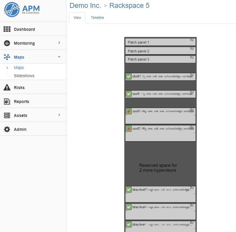 Maps - visualisatie en realtime status van de ICT-infrastructuur - screenshot APM